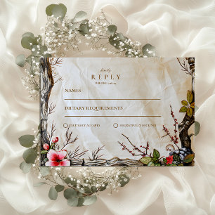 Cartão RSVP Casamento Rústico de Outono com Frutas Vermelhas