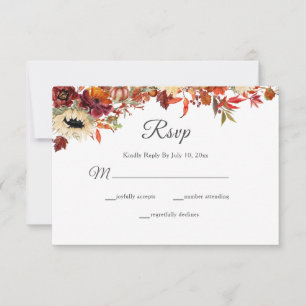 Cartão RSVP Casamento Rústico de Pumpkin Floral de Girassol