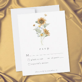 Cartão RSVP Casamento Rústico Floral Girassol Flor Silvestre