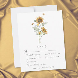 Cartão RSVP Casamento Rústico Floral Girassol Flor Silvestre