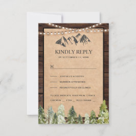 Cartão RSVP Casamento Rústico Kraft na Floresta da Montanha