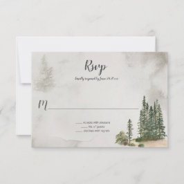 Cartão RSVP Casamento Rústico nas Árvores Silvestres de Abeto 