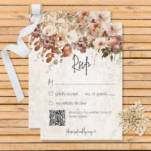 Cartão RSVP Casamento Rústico Neutral e Rosa