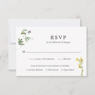 Cartão RSVP Casamento Rústico Simples de Farinha Floral