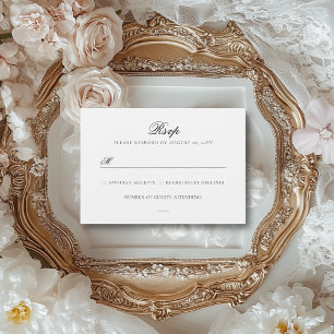 Cartão RSVP Casamento Sarah Simples e Elegante Preto e Branco