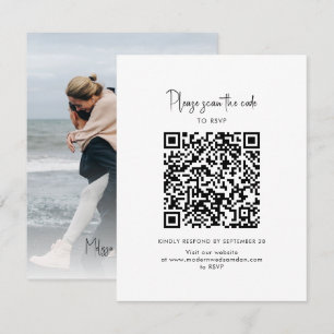 Cartão RSVP Casamento Script Moderno Código QR Foto