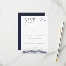 Cartão RSVP Casamento Serene Landscape Watercolor