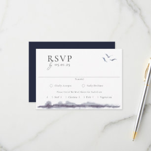 Cartão RSVP Casamento Serene Landscape Watercolor