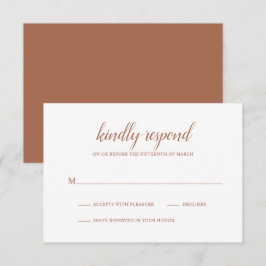 Cartão RSVP Casamento Simples Boho Burnt Orange Rust Terracott
