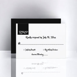 Cartão RSVP Casamento Simples Chic Mínimo Preto E Branco