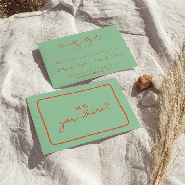 Cartão RSVP Casamento Simples Colorido Escrito À Mão (Criador carregado)