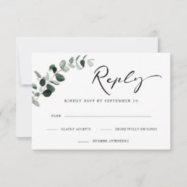 Cartão RSVP Casamento Simples da Caligrafia Moderna Eucalyptus