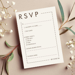 Cartão RSVP Casamento Simples da Fronteira Castanha Beige