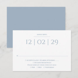 Cartão RSVP Casamento Simples Data Especial Azul Empoeirado