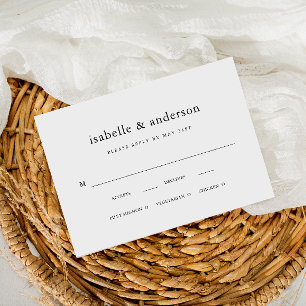 Cartão RSVP Casamento Simples de Escolha de Refeições Pretas e