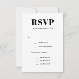 Cartão RSVP Casamento Simples de Escolha de Refeições Pretas e