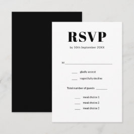Cartão RSVP Casamento Simples de Escolha de Refeições Pretas e