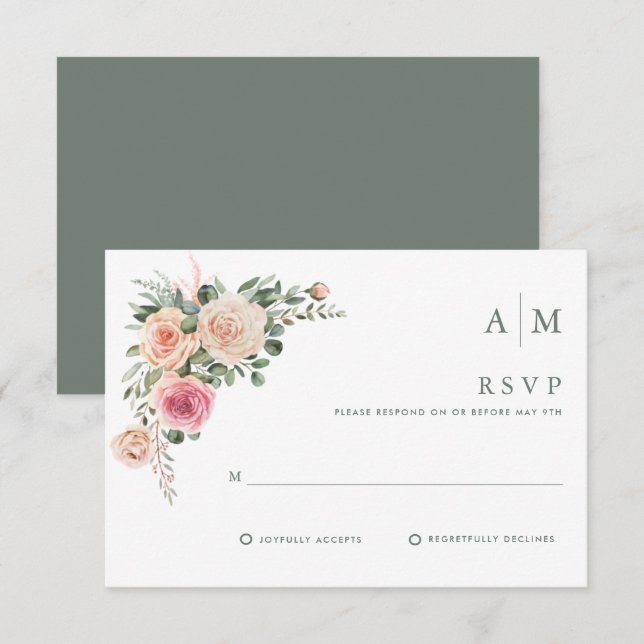 Cartão RSVP Casamento Simples De Jardim Floral (Frente/Verso)