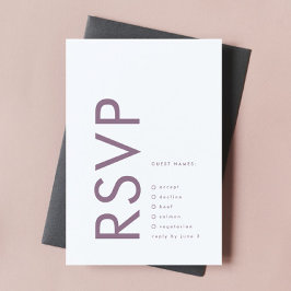 Cartão RSVP Casamento Simples de Mauve Purple Lilac NOMES