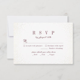 Cartão RSVP Casamento Simples de Monograma com Glitter Dourado