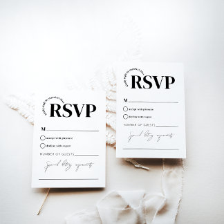 Cartão RSVP Casamento Simples de Monohrom Moderno Mínimo