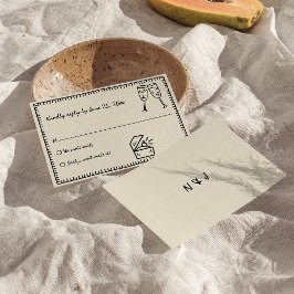 Cartão RSVP Casamento Simples de Quirky com Desenho Escrito à