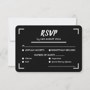Cartão RSVP Casamento Simples de Script Manuscrito Preto