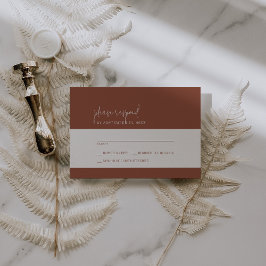 Cartão RSVP Casamento Simples de Terracotta Chic Modern