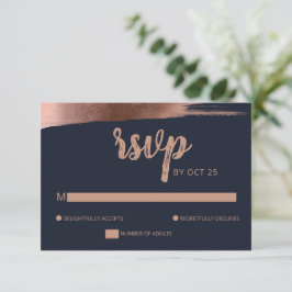 Cartão RSVP Casamento Simples e Dourado do Rosa Elegante