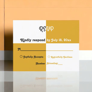 Cartão RSVP Casamento Simples e Dourado Prata Negra Elegante