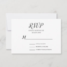 Cartão RSVP Casamento Simples e Minimalista de Escritos Branco