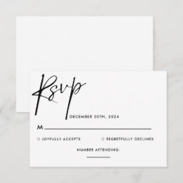 Cartão RSVP Casamento Simples e Minimalista de Escritos Pretos