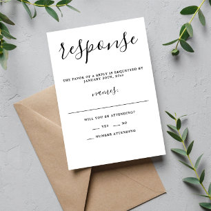 Cartão RSVP Casamento Simples e Minimalista De Script De Simpl