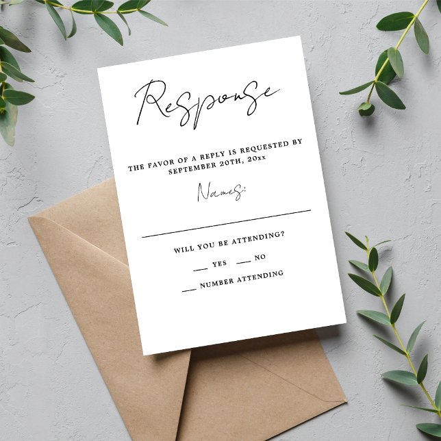 Cartão RSVP Casamento Simples e Minimalista Real Simplicity 3  (Criador carregado)