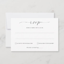 Cartão RSVP Casamento Simples Elegante Minimalista com Respost