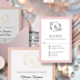 Cartão RSVP Casamento Simples, Elegante Moderno, Rosa,