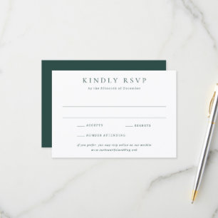 Cartão RSVP Casamento Simples Esmeralda Clássico