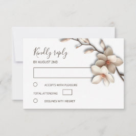 Cartão RSVP Casamento Simples Magnólia Marfim 3D