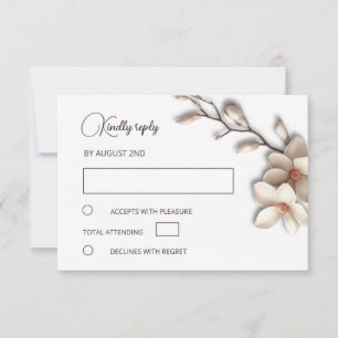 Cartão RSVP Casamento Simples Magnólia Marfim 3D