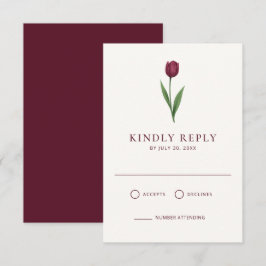 Cartão RSVP Casamento Simples Marfim Minimalista Tulipa
