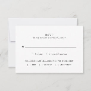Cartão RSVP Casamento Simples Minimalista de Escolha de Refeiç