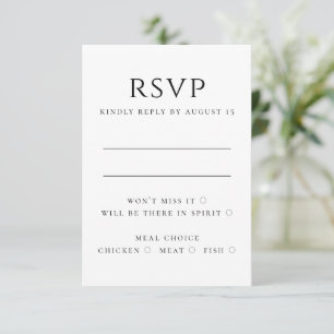 Cartão RSVP Casamento simples, minimalista, preto e branco