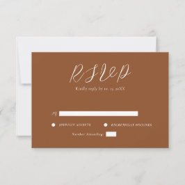 Cartão RSVP Casamento Simples Minimalista Terra Cotta & White