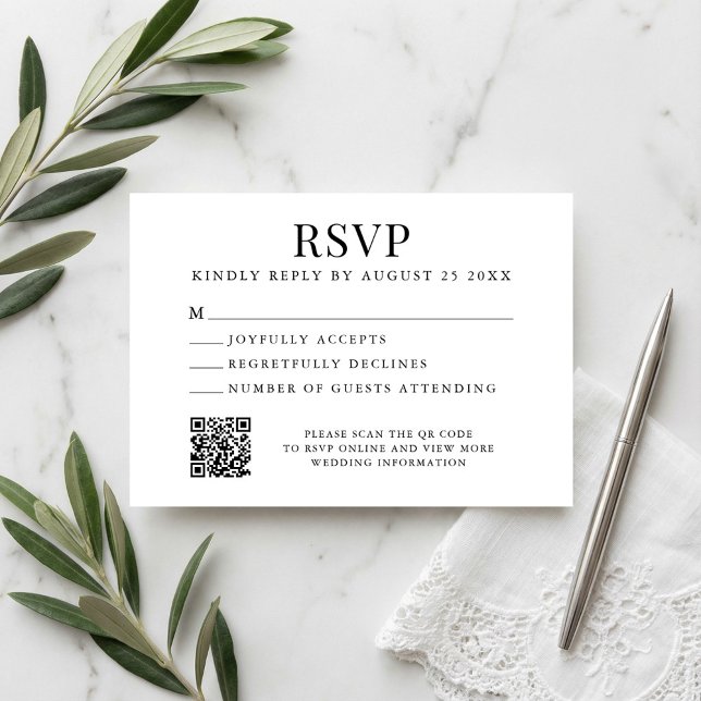 Cartão RSVP Casamento Simples Moderno (Criador carregado)