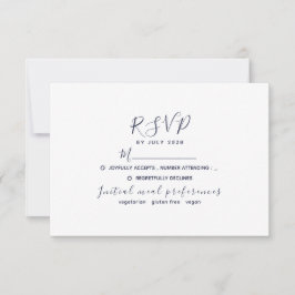 Cartão RSVP Casamento Simples Moderno Azul Marinho