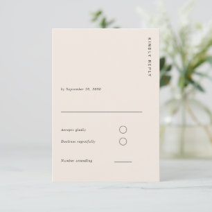 Cartão RSVP Casamento Simples Moderno Bege Claro Minimalista B