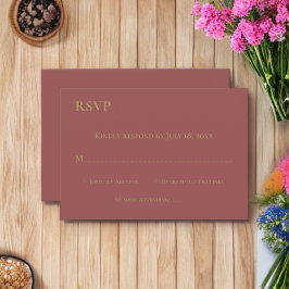 Cartão RSVP Casamento Simples Moderno Dourado Elegante Chic Bu