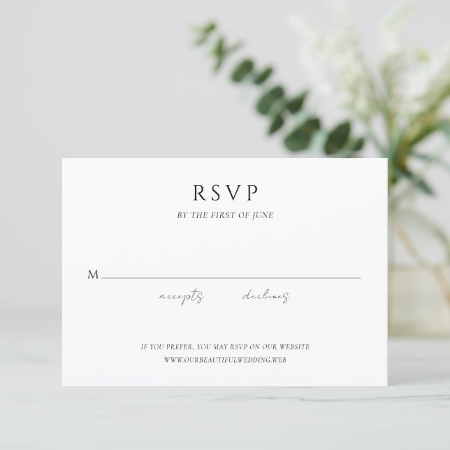 Cartão RSVP Casamento Simples Moderno e Elegante (Em pé/Frente)
