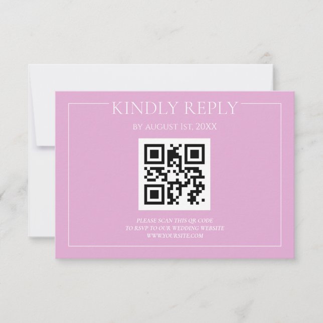 Cartão RSVP Casamento Simples Moderno Rosa Pastel (Frente)