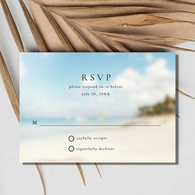 Cartão RSVP Casamento Simples na Praia (Simple Beach Wedding RSVP Card)
